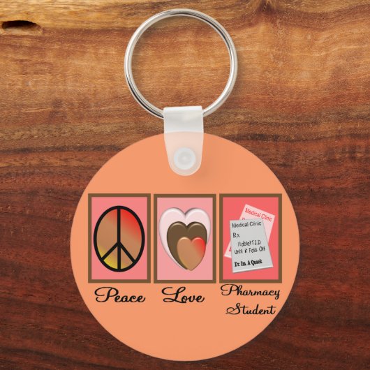 Peace Love Pharmacy Student Gifts Sleutelhanger (Voorkant)