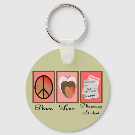 Peace Love Pharmacy Student Gifts Sleutelhanger (Voorkant)