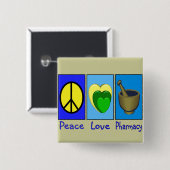 Peace Love Pharmacy Vierkante Button 5,1 Cm (Voorkant /achterkant)