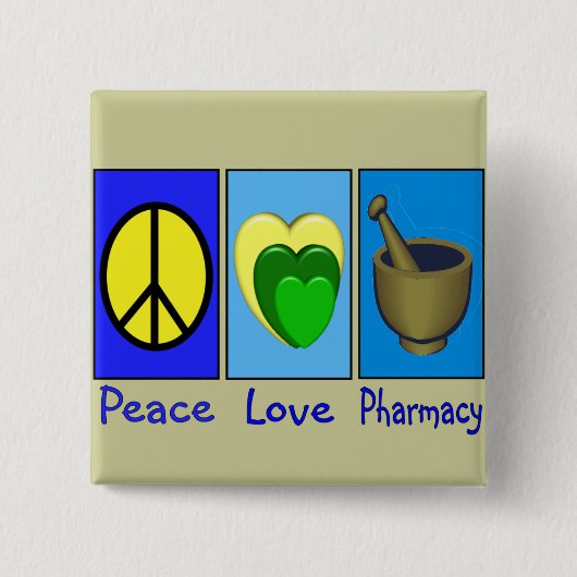 Peace Love Pharmacy Vierkante Button 5,1 Cm (Voorkant)