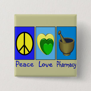 Peace Love Pharmacy Vierkante Button 5,1 Cm