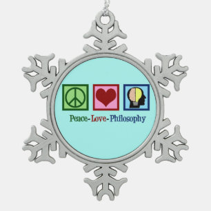 Peace Love Philosophy Tin Sneeuwvlok Ornament