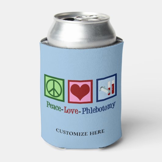 Peace Love Phlebotomie Custom Phlebotomist Lab Blikjeskoeler (Blikje Voorkant)