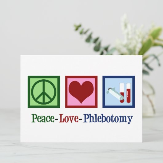 Peace Love Phlebotomie Cute Phlebotomist Kaart (Staand voorkant)