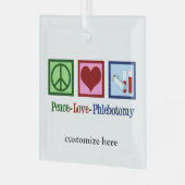 Peace Love Phlebotomy Persoonlijke Kerstmis Glas Ornament (Voorkant links)