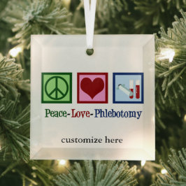 Peace Love Phlebotomy Persoonlijke Kerstmis Glas Ornament