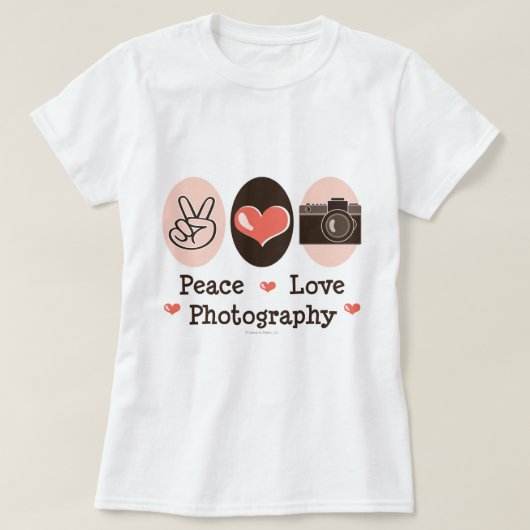 Peace Love Photography Camera T-shirt (Design voorkant)