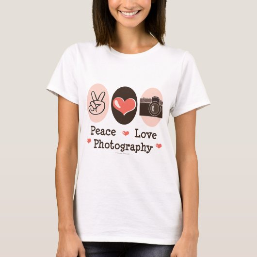 Peace Love Photography Camera T-shirt (Voorkant)