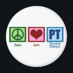 Peace Love Physical Therapist Magneet<br><div class="desc">Een vredesteken,  hart en de letters PT voor fysieke therapie.</div>