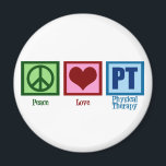 Peace Love Physical Therapist Magneet<br><div class="desc">Een vredesteken,  hart en de letters PT voor fysieke therapie.</div>