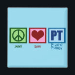 Peace Love Physical Therapist Magneet<br><div class="desc">Een schattig kerstcadeau voor fysiotherapeut met een  groen vredesteken,  rood hart en de PT in blauw met vrede,  liefde,  fysieke therapie,  in mooie letters onderaan. Koop dit cadeau voor je favoriete fysiotherapeut.</div>