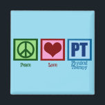 Peace Love Physical Therapist Magneet<br><div class="desc">Een schattig kerstcadeau voor fysiotherapeut met een  groen vredesteken,  rood hart en de PT in blauw met vrede,  liefde,  fysieke therapie,  in mooie letters onderaan. Koop dit cadeau voor je favoriete fysiotherapeut.</div>