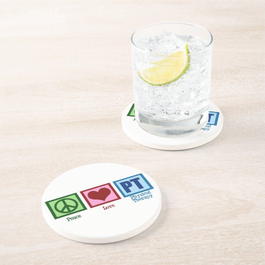 Peace Love Physical Therapist Zandsteen Onderzetter (Zijkant)