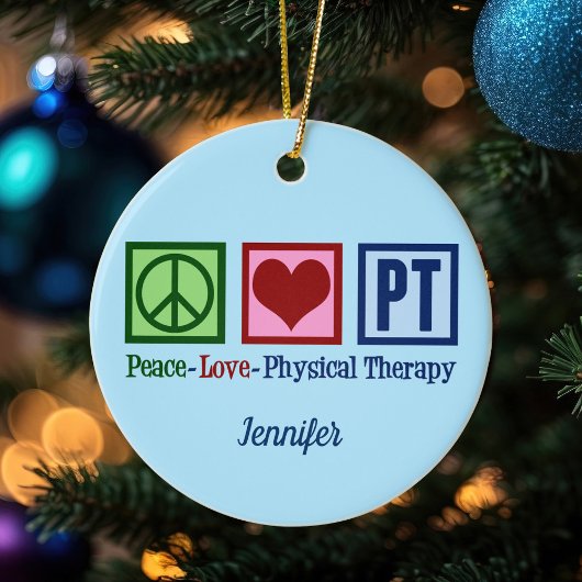 Peace Love Physical Therapute Cute Custom Kerstmis Keramisch Ornament