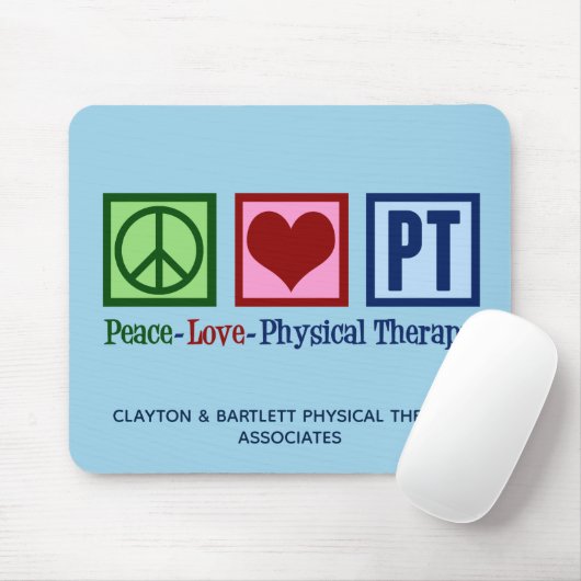Peace Love Physical Therapy Custom PT Blue Muismat (Met muis)