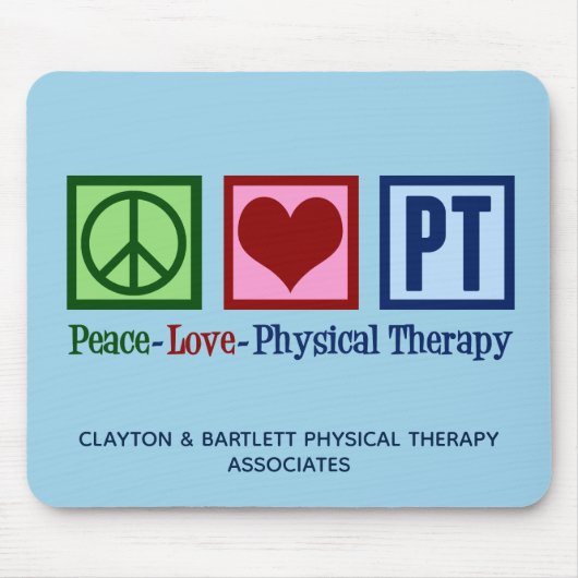 Peace Love Physical Therapy Custom PT Blue Muismat (Voorkant)
