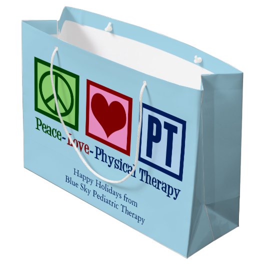 Peace Love Physical Therapy Custom PT Groot Cadeauzakje (Achterkant Gekanteld)