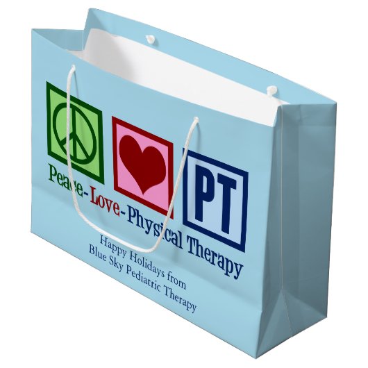 Peace Love Physical Therapy Custom PT Groot Cadeauzakje (Voorkant Gekanteld)