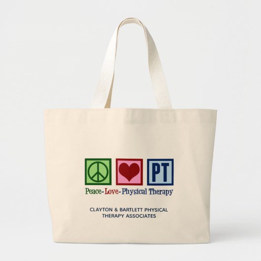 Peace Love Physical Therapy Custom PT Kantoor Grote Tote Bag (Voorkant)
