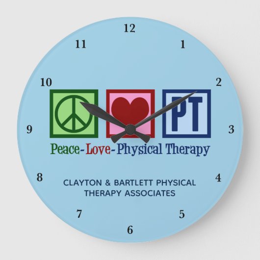 Peace Love Physical Therapy Custom PT Kantoor Wall Grote Klok (Voorkant)