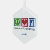 Peace Love Physical Therapy Custom PT Kerstmis Glas Ornament (Voorkant links)