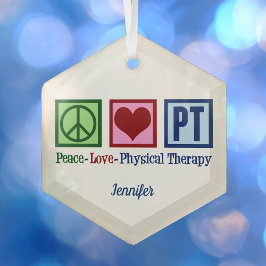 Peace Love Physical Therapy Custom PT Kerstmis Glas Ornament