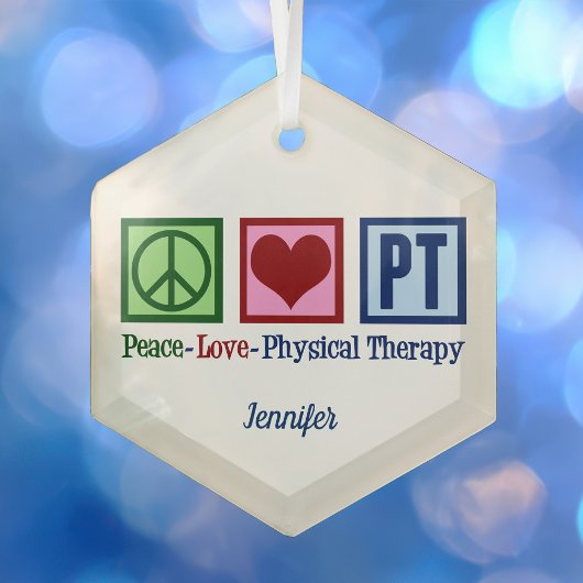 Peace Love Physical Therapy Custom PT Kerstmis Glas Ornament