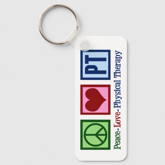 Peace Love Physical Therapy Cute Personalized PT Sleutelhanger (Voorkant)