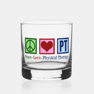 Peace Love Physical Therapy Cute PT Whisky Glas