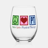 Peace Love Physical Therapy Cute PT Wijnglas Zonder Voet (Voorkant)