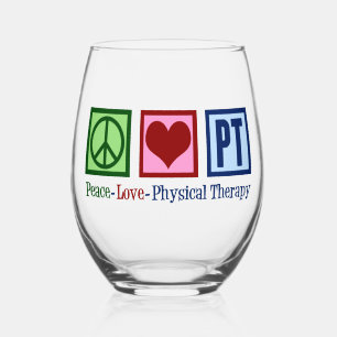 Peace Love Physical Therapy Cute PT Wijnglas Zonder Voet