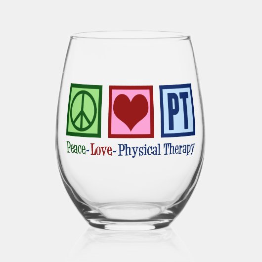 Peace Love Physical Therapy Cute PT Wijnglas Zonder Voet (Voorkant)