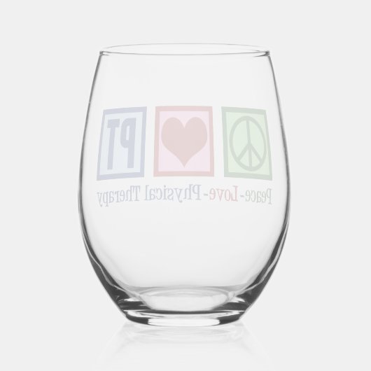 Peace Love Physical Therapy Cute PT Wijnglas Zonder Voet (Achterkant)