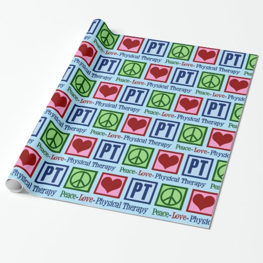 Peace Love Physical Therapy Kerstmis Cadeaupapier (Uitgerold)