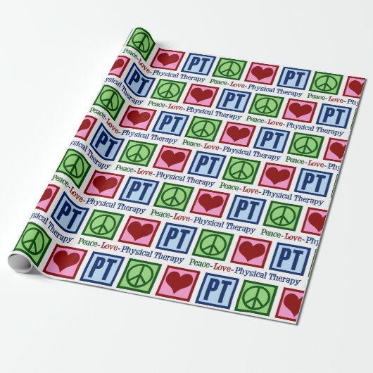 Peace Love Physical Therapy PT-kerstmis Cadeaupapier (Uitgerold)
