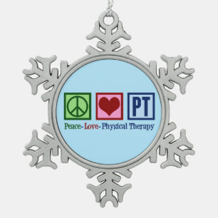 Peace Love Physical Therapy Tin Sneeuwvlok Ornament