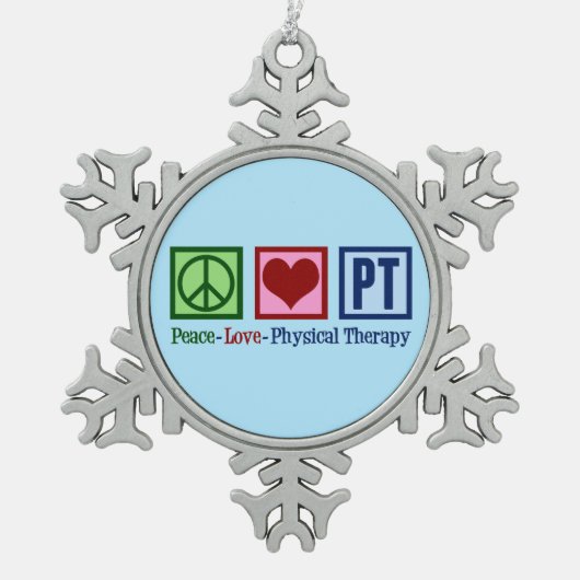 Peace Love Physical Therapy Tin Sneeuwvlok Ornament (Voorkant)