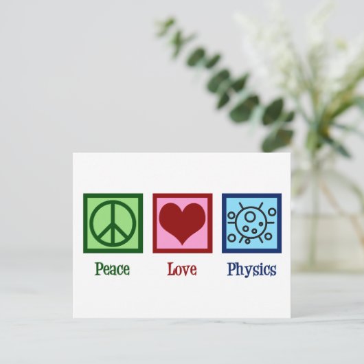 Peace Love Physics Briefkaart (Staand voorkant)