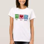 Peace Love Physics T-shirt<br><div class="desc">Peace Love Physics design for a physicist who loves science. A cute scientist present for a physics teacher or professor.</div>