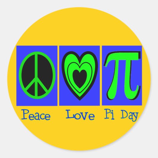 Peace Love Pi Day Ronde Sticker (Voorkant)