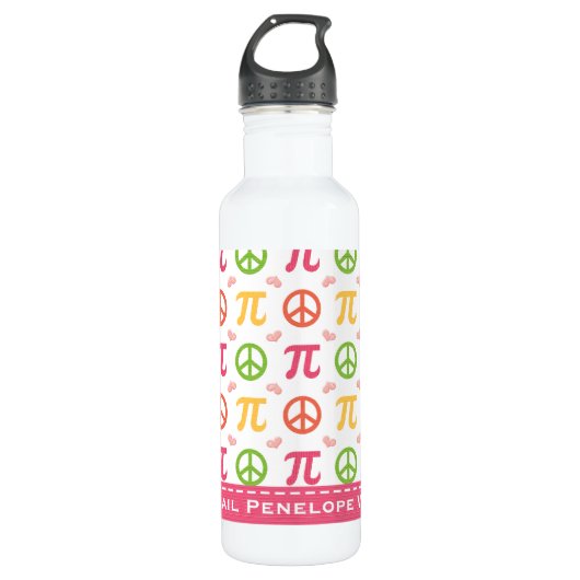 Peace Love Pi Wiskunde BPA Free Waterfles (Voorkant)