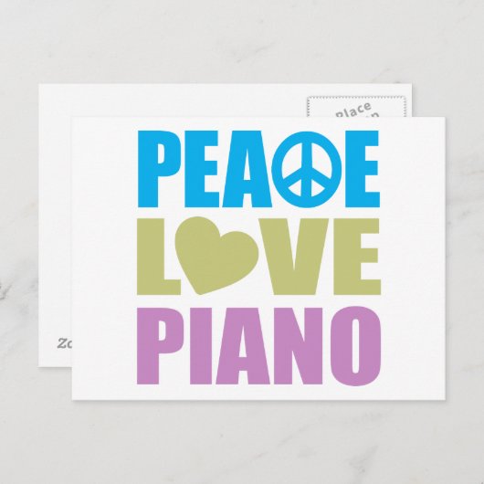 Peace Love Piano Briefkaart (Voorkant / Achterkant)