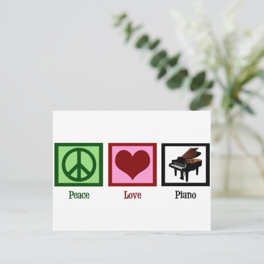 Peace Love Piano Briefkaart (Staand voorkant)