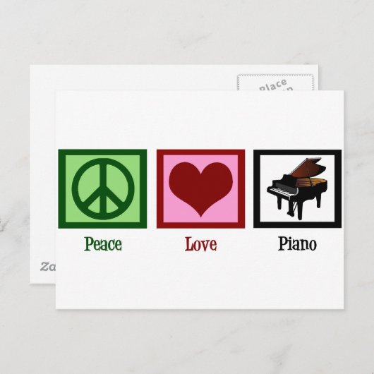 Peace Love Piano Briefkaart (Voorkant / Achterkant)