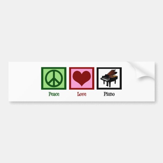 Peace Love Piano Bumpersticker (Voorkant)