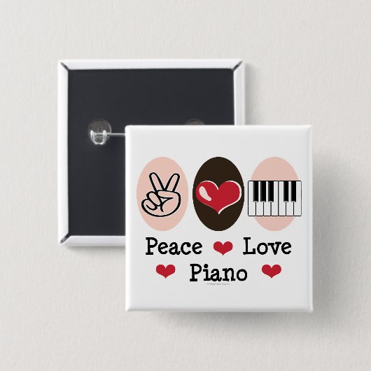 Peace Love Piano Button (Voorkant /achterkant)
