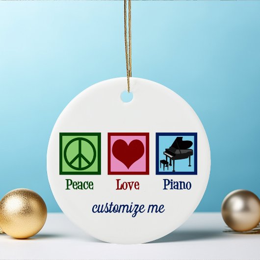 Peace Love Piano Custom Pianist Christmas Keramisch Ornament