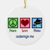 Peace Love Piano Custom Pianist Christmas Keramisch Ornament (Voorkant)