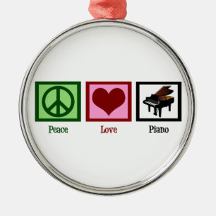 Peace Love Piano Metalen Ornament