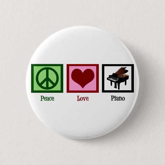 Peace Love Piano Ronde Button 5,7 Cm (Voorkant)
